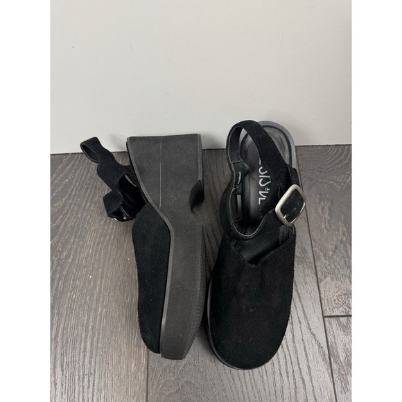 LOWER EAST SIDE Shoes - Lower East Side Sz 9 Black Suede Platform Wedge Sandal Y2K Gothic